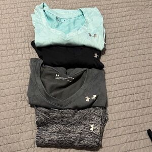Under Armour Women's V-Neck Tops in Blue, Black, and Gray